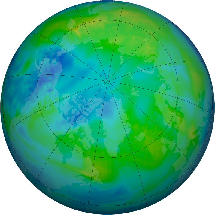 Arctic ozone map for 02 November 2003